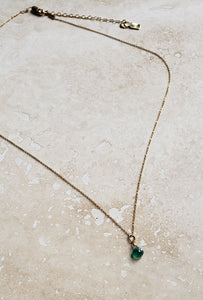 TINY Necklace - Gold Plated necklace with Green quartz stone - NC-832 Green