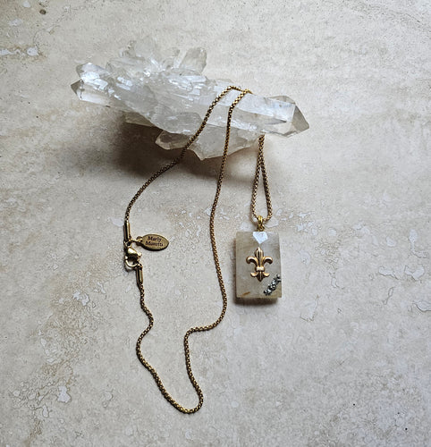 NECKLACE - Rutilated quartz stone pendant - NEC-1550