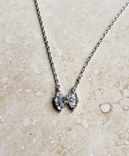 Load image into Gallery viewer, TINY Necklace - Silver Plated Bow short necklace - NC812