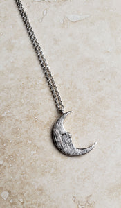 TINY Necklace - Silver plated face moon short necklace - NC-818