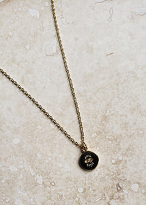 TINY Necklace - Gold Plated Evil Eye, short necklace - NC-837