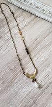 Load image into Gallery viewer, NECKLACE - Brass moon necklace with Freshwater Pearl - NEC-1493