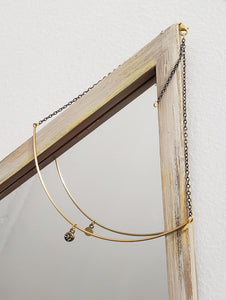NECKLACE - Thin brass rigid tube, short necklace - NEC-1544