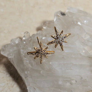 STUD - Tiny Star, gold plated ,  cubic zirconia - E-104