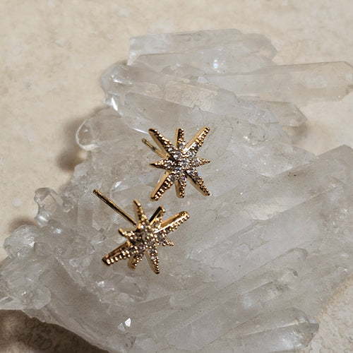 STUD - Tiny Star, gold plated ,  cubic zirconia - E-104