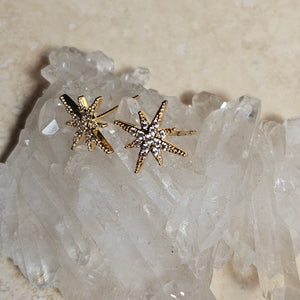 STUD - Tiny Star, gold plated ,  cubic zirconia - E-104