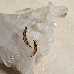 STUD - Gold filled crescent with cubic Zirconia - E-100