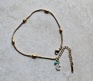 ANKLET - Gold Stainless steel with charms - ANK-209