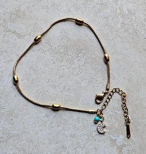 ANKLET - Gold Stainless steel with charms - ANK-209