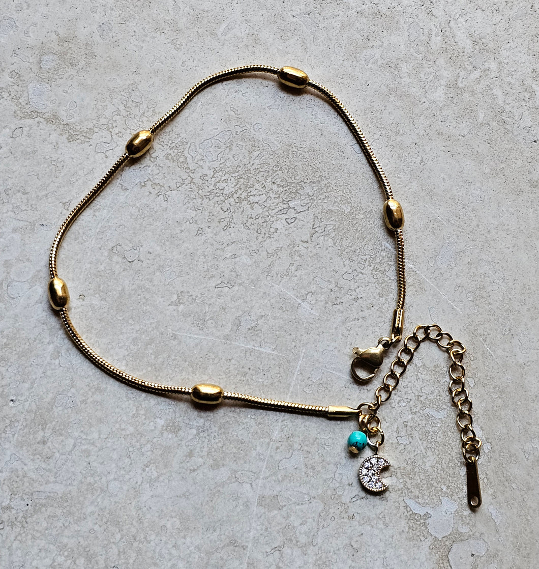 ANKLET - Gold Stainless steel with charms - ANK-209