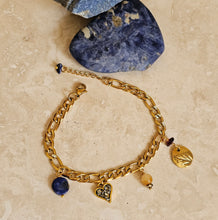 Load image into Gallery viewer, BRACELET - Stainless Stell Gold Charms bracelet with Stones - BR-270