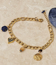 Load image into Gallery viewer, BRACELET - Stainless Stell Gold Charms bracelet with Stones - BR-270
