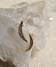 Load image into Gallery viewer, STUD - Gold filled crescent with cubic Zirconia - E-100