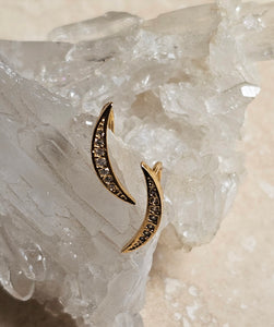 STUD - Gold filled crescent with cubic Zirconia - E-100