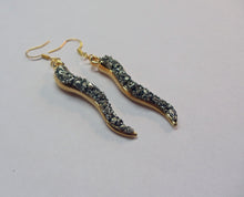 Load image into Gallery viewer, EARRING  -   Gold plated dangle horn earring with Pyrite  -       EAR -213