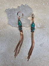 Load image into Gallery viewer, EARRING - Gold Plated fringe earring with Amazonite stones - EAR-443 Amazonite