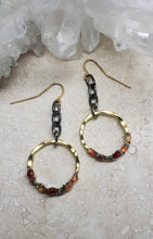 Load image into Gallery viewer, EARRING - Gold plated circle dangle earring with agate stones -  EAR-471 Agate