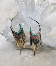 Load image into Gallery viewer, EARRING - Gold Plated Fringe earring with Emerald +Pyrite stones - EAR-477