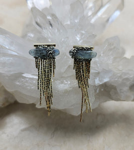 EARRING  -   Gold plated short Fringe earring with Kyanite stones   -       EAR -479