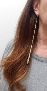EARRING - Gold mesh metal and Brass uneven earring  - EAR-476