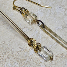 Load image into Gallery viewer, EARRING - Brass long dangle Bar earring with Crystal -  EAR-480