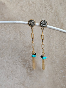 EARRING - Gold Plated Chain Earring   with Post - EAR-482