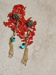 EARRING - Gold Plated Chain Earring   with Post - EAR-482