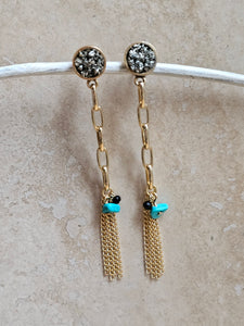 EARRING - Gold Plated Chain Earring   with Post - EAR-482