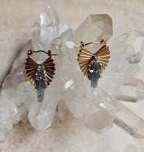 Load image into Gallery viewer, Earring - Textured triangle hoop with kyanite stones - EAR-488