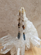 Load image into Gallery viewer, Earring - Dangle Earring with Kyanite, Crystal, Brown Pearl  - EAR-489