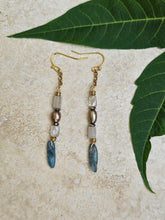 Load image into Gallery viewer, Earring - Dangle Earring with Kyanite, Crystal, Brown Pearl  - EAR-489