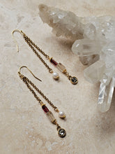 Load image into Gallery viewer, Earring - Dangle Crystal, Garnet  earring - EAR-490