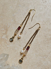 Load image into Gallery viewer, Earring - Dangle Crystal, Garnet  earring - EAR-490