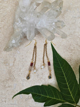 Load image into Gallery viewer, Earring - Dangle Crystal, Garnet  earring - EAR-490