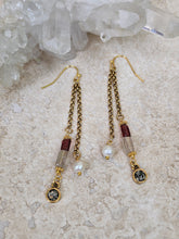 Load image into Gallery viewer, Earring - Dangle Crystal, Garnet  earring - EAR-490