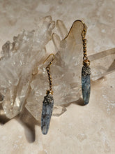 Load image into Gallery viewer, EARRING - Kyanite stone dangle earring with Pyrite -  EAR-496
