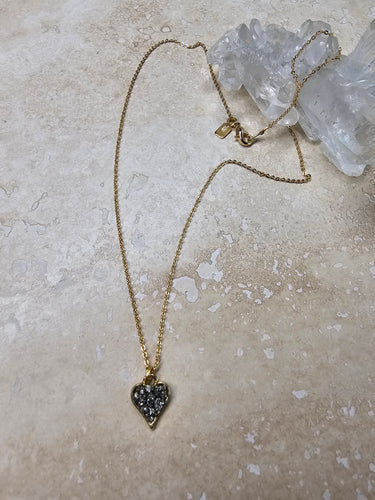NECKLACE - Small heart with deep Pyrite stones - NEC-1263