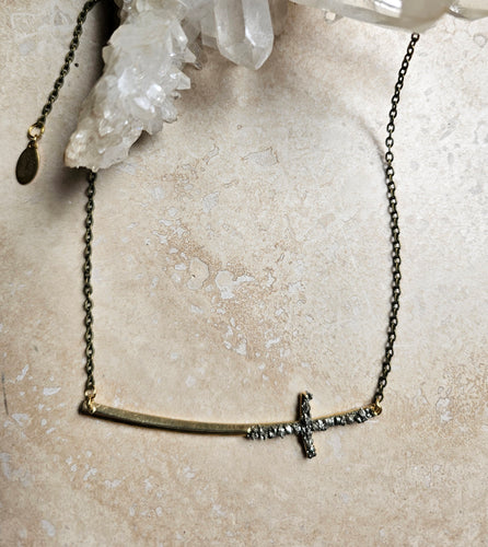 NECKLACE -  Brass cross short necklace -  NEC-1468