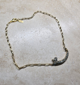 NECKLACE - Gold Brass Claw Necklace with Pyrite stones  -  NEC-1551 -