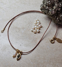 Load image into Gallery viewer, NECKLACE -  Brown leather short necklace   -  NEC-1561