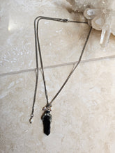 Load image into Gallery viewer, NECKLACE - Raw Black turmaline with pyrite , pearl and leather - NEC-1565
