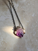 Load image into Gallery viewer, NECKLACE -  Raw Amethyst stone with Pearl and Pyrite - NEC-1566