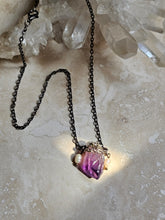 Load image into Gallery viewer, NECKLACE -  Raw Amethyst stone with Pearl and Pyrite - NEC-1566