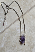 Load image into Gallery viewer, NECKLACE - Raw Amethyst stone&nbsp; with pearl -  NEC-1567