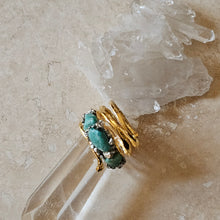 Load image into Gallery viewer, RING - Brass spiral ring with Amazonite  stones - R-1097 Amazonite