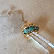 Load image into Gallery viewer, RING - Brass spiral ring with Amazonite  stones - R-1097 Amazonite