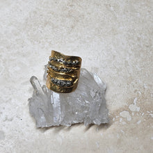 Load image into Gallery viewer, RING - Brass texturized ring with Pyrite stones - R- 1122