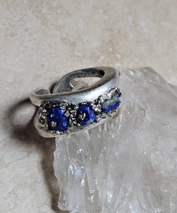 RING -  Silver ring with Lapis Lazuli and Pyrite stones  - R-1125