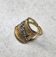 Load image into Gallery viewer, RING - Brass Textured ring with Pyrite stones -  R-1134