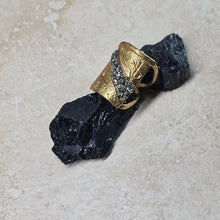 Load image into Gallery viewer, RING - Brass Textured ring with Pyrite stones -  R-1134